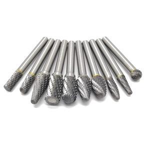 XHHDQES 10Pcs Carbide Burrs Set 1/4Inch Shank, Double Cut Die Grinder Bits, Assorted Solid Tungsten Carbide Rotary Burr Set
