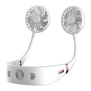 Portable Neck Fan Neckband USB Rechargeable Fan Perfect for Outdoor Traveling Office Air Cooler Conditioner Fan-White