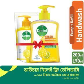 Dettol Handwash Fresh 200 ml Pump & 170 ml Refill Combo