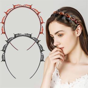 Double Bangs Hairstyle Hairpin Headband for Women Lady Hollow Braid Woven Bangs Clip HairBand Wedding Bride Hair accessories