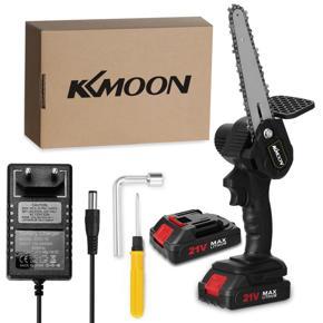 KKmoon 6 Inch 21V (Two batt-ery) Portable Mini Electric Infinitely Variable Speeds Pruning Saws Rechargeable Small Wood Spliting Brush Chainsaw One-handed Woodworking Tool for Garden Orchard Branch Cl