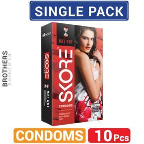 SKORE NOT-OUT Climax Delay With Raised Dots Condom Large 10 Pcs Single Pack