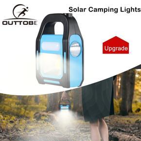 Outtobe Camping Lights 3 in 1 Solar Light USB Rechargeable lanterns Brightest COB LED Light Camping Lantern Dual Power Supply Charging for Device Waterproof Flas-hlight Emergency Flas-hlight For Indoo