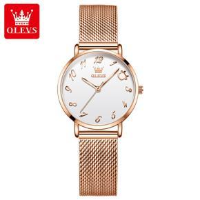 OLEVS Waterproof Watch For Women Fashion Simple Cow Pattern Quartz Watch Women Casual Mesh Steel Wristwatch  - 5870