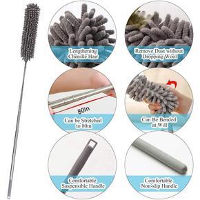 Telescopic Duster Extra Long Extendable with Washable Microfibre Brushes Heads Bendable Duster Broom for Removing Dust