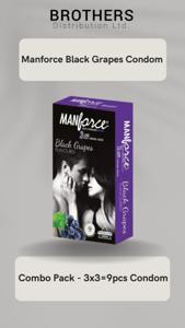 Manforce Condom - Black Grapes Flavor Dotted Condoms - Combo Pack - 3x3=9pcs