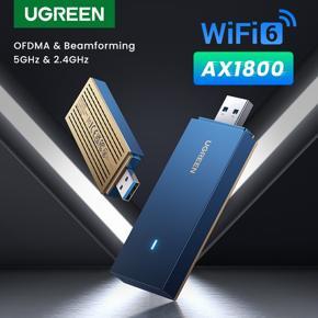 UGREEN AX1800 USB WiFi 6 Adapter for PC Laptop 1800Mbps 5G 2.4G Dual Band WiFi Dongle High Speed USB 3.0 Wireless Network Adapter Plug and Play for Windows 10/11