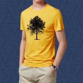 Tree Yellow Half Sleeve T-Shirt For Men