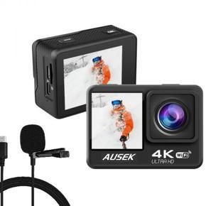 Ausek Q60TR 4K Ultra HD Touch Dual Screen selfie-time action camera With Extranal microphone