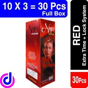 Nups Extra Time Lock System Condom-3 x 10 = 30 Pcs ( Full Box-Red )