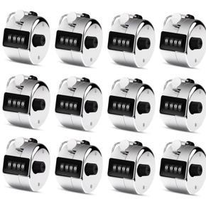 ARELENE 12 Pcs Hand Tally Counter 4-Digit Lap Counter Clicker, Manual Mechanical Handheld Pitch Click Counter for School Golf