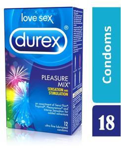 Durex Pleasure Mix Flavored Condoms (1 Box); Total 18 pcs Pack Condom