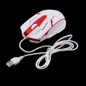 3 Button DPI Max 3200 7 LED Light Color Mice Optical Wired Gaming Mouse - red&white