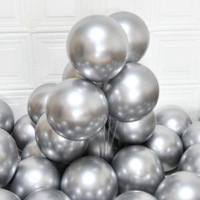 Silver Party Balloons 12 Inch 10pcs Metallic Chrome Glossy Birthday Balloons For - Party Decoration