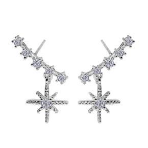 New S925 Silver Needle Rice Word Small Mang Star Earrings Fashion Zircon Stud Earrings Small Earrings