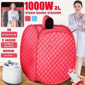 1000W 2L Steam Sauna Home Tent Fold Indoor Spa Detox Loss Weight Slimming Skin-Red -