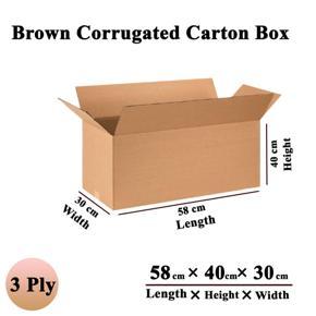 Brown Corrugated Carton Box 3 Ply 58X40X30 cm 3pcs