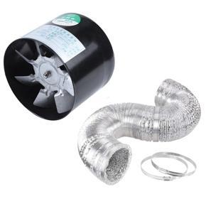 4 Inch Inline Duct Fan Air Ventilator Metal Pipe Ventilation Exhaust Fan Mini Extractor Wall Fan with Aluminum Ducting