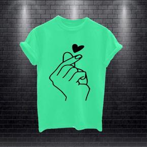 Ladies Pest Love Finger Half Sleeve T-shirt