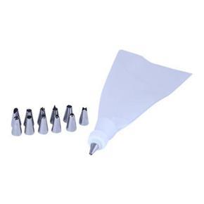 15 Piece Cake Decorating Set Frosting Icing Piping Bag Tips with Steel Nozzles,Reusable & Washable - Silver Color