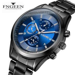 FNGEEN Fashion Men's Watches Stainless Steel Analog Quartz Sport Wrist Watch