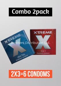 Xtreme Mix - 1 Pack Ultra Thin & 1 Pack 3in1 Premium Condom - Total 6 pcs Condom
