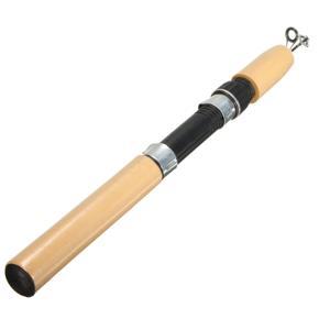 Aluminum Alloy Wood Style Portable Pocket Winter Ice Fishing Fish Rod Travel Pen 65cm/26inch - 65CM