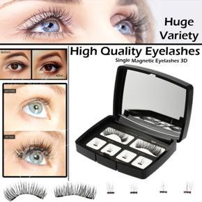 3D Magnetic False Eyelash Natural Slender False Eyelashes Single Pair+4Clusters - One