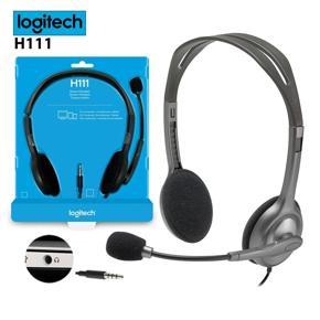 Logitech H111 Wired Headset, Stereo Headphones with Noise-Cancelling Microphone, 3.5 mm Audio Jack, PC/Mac/Laptop/Smartphone/Tablet - Black