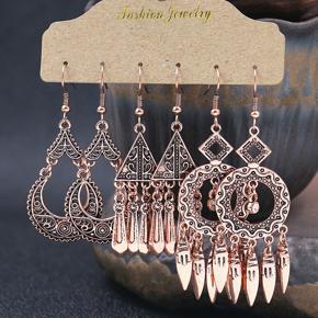 Trendy Vintage Antique Bohemian Ethnic Dangle Drop Fashionable Stylish Simple 3 Pairs = 6 Pcs Big Size Earrings Set for Girls Simple Stylish/ Earrings for Women Simple - Gifts for Women