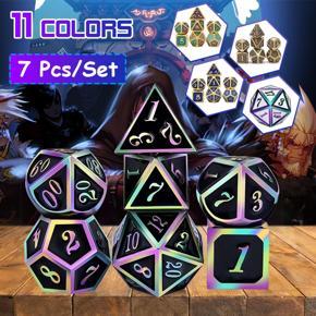 7Pcs Set Alloy Metal Dice Set Playing Game Card Dungeons Dragons UK - RainBow