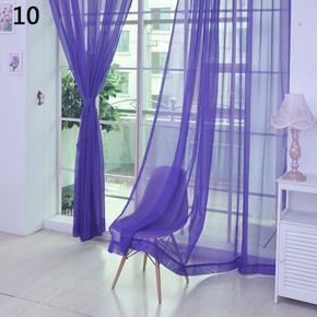 Home Bedroom Wedding Decor Pure Color Glass Yarn Sheer Window Valance Curtain