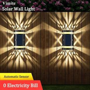 Vimite Led Solar Garden Light Outdoor Waterproof Street lights Solar Rechargeable Automatic Sensor Up and Down Lighting Wall Lamp for House Fence Courtyard Gate Christmas Landscape Decoration