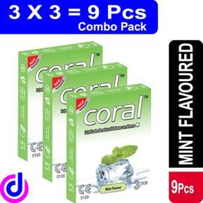 Coral - Mint Flavoured Condom 3 x 3 = 9 pcs  ( Combo Pack )