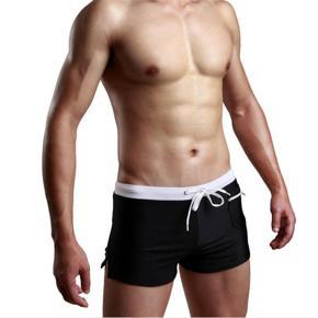 Sexy Men's Swim Trunks Boxer Shorts Men Swimsuits Swimwear Surf Board Beach Wear Black L - Black L