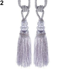 Home Decor 1 Pair Tassel Beaded Tiebacks Window Curtain Fringe Tie