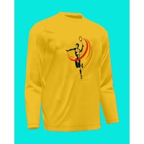 Badmintion 3 Yellow  long Sleeve T-Shirt For Men