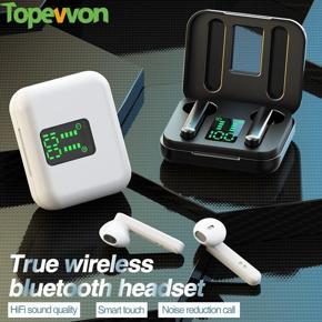 Topewon TWS Wireless Earphones Bluetooth 5.0 Headphone Headset Pop-up Led Display Earbuds HiFi Premium Sound