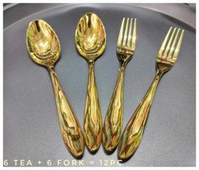 12 pc Golden Spoon(6) and Fork(6)