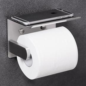 XHHDQES Toilet Paper Holder Without Drilling, Self-Adhesive Toilet Paper Holder with 2 Towel Hooks, Wall Mounting Toilet Holder