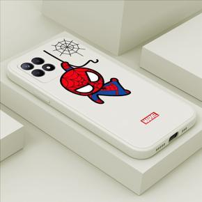 Hontinga for Realme 8I / Narzo 50 Back Cover Cartoon Spiderman Cases Square Edge Liquid Silicone Phone Case