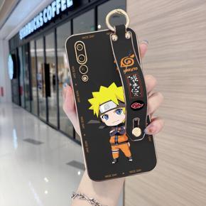 Hontinga for Huawei P20 Pro Back Cover With Wristband Luxury 6D Plating Anime Naruto Uzumaki Case Soft Silicone Square Phone Cases