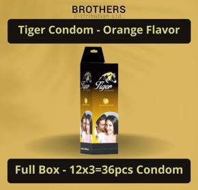 Tiger Condom - Dotted Condoms Orange Flavour - Full Box - 3x12=36pcs