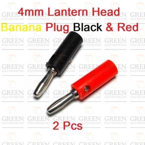 2Pair- Male Banana Plug 4mm Lantern Head Red & Black Gold Plated Jack Screw Terminal Connector For Audio Speaker