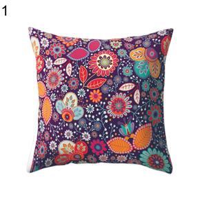 Retro Art Multicolor Flower Pillow Case Square Shape Cushion Cover Bed Car Decor