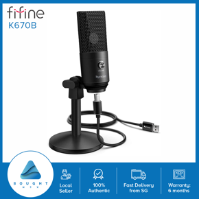 Fifine K670b Podcast Microphone USB with Headphone Monitoring 3.5mm Jack and Pluggable USB Connectivity Cable For Computer PC Mac Windows Recordng Voice Over Streaming Twitch Gaming YouTube Discord