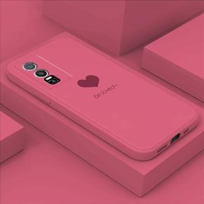 Hontinga for Vivo Y76 5G Back Cover Simple Lover Heart Pattern Case Soft Square Edge Liquid Silicone Phone Cases