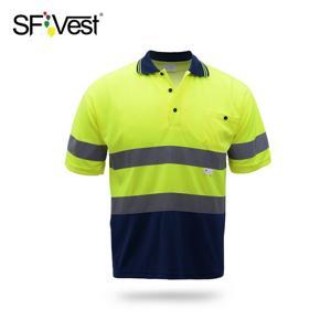 SFVest Safety Reflective Shirt High Visible Short Sleeve Pocket T-Shirt Silver Reflective Tapes Men's Moisture Wicking Safety Shirt Working Clothes