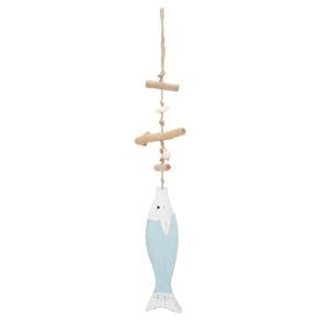 Himeng La Wood Fish Decor Antique Engrave Safe Eco Friendly Pine Light Blue Hanging Nautical with for Office Living Room