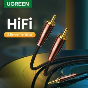 UGREEN RCA Cable 2RCA to 3.5mm Hi-Fi Nylon-Braided RCA to AUX Audio Cable For DJ Controller Speaker Turntable TV Car Stereo